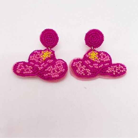Pink Beaded Cowboy Hat Earrings - Picture 3 of 4